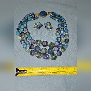Vintage Resin Bead Choker And Earring Set